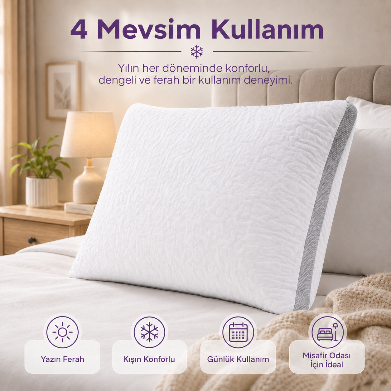 Klimalı Yastık 50x70 cm – Isı Dengeleyici ve Nefes Alabilen Yastık